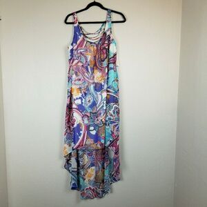 NWT Gorgeous XXL Bold Elements Plus Size High-Low Multi Paisley Sleeveless Dress